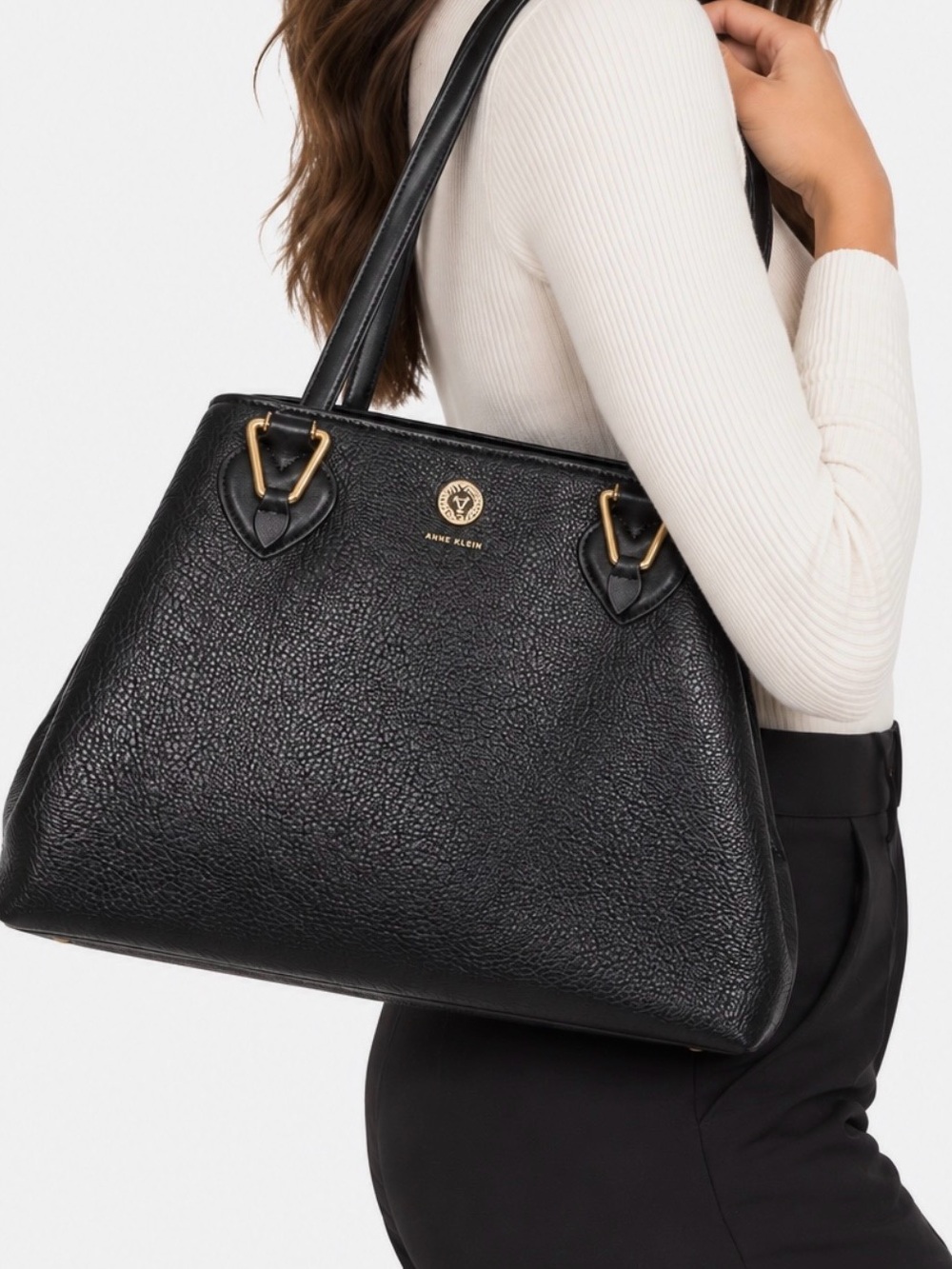 ✨🖤 ANNE KLEIN | LUXE BLACK VEGAN LEATHER TOTE 🖤✨